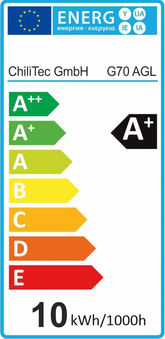 LED Glühlampe E27 "G70 AGL" warmweiß 3000k, 800lm, 230V/10W, 270°