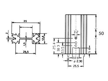 Velleman - ML73/50P - Kühlkörper TO220 6°C/W mit Pins