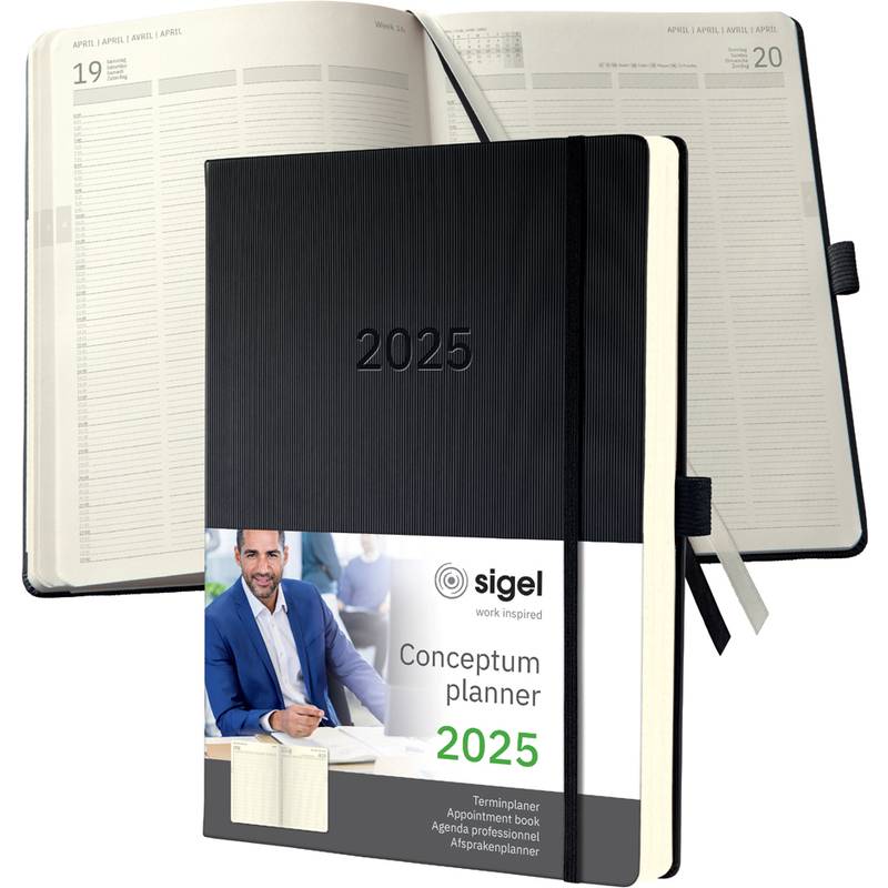 sigel Buchkalender Conceptum 2025, DIN A4+, schwarz