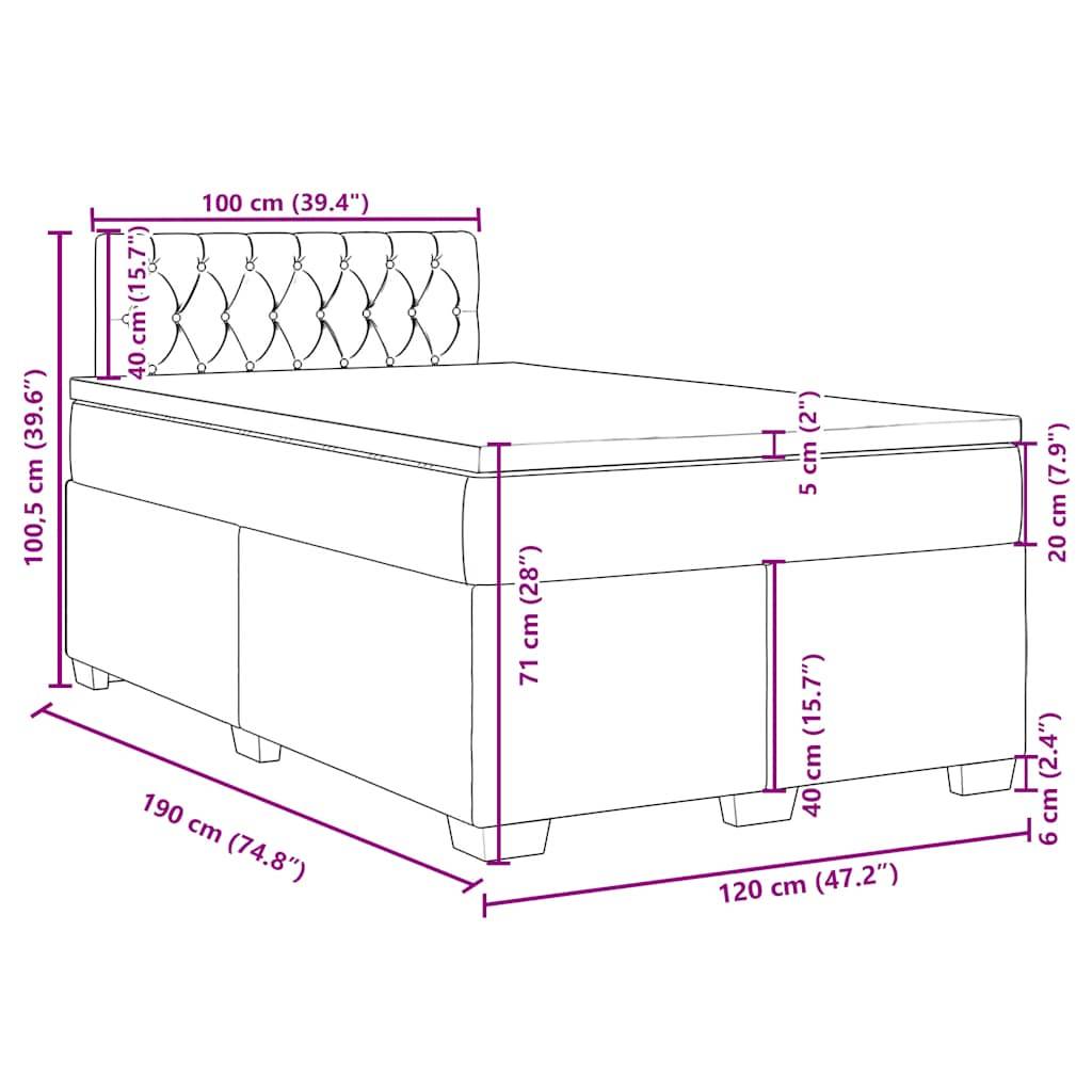 vidaXL Boxspringbett mit Matratze Taupe 120x190 cm Stoff