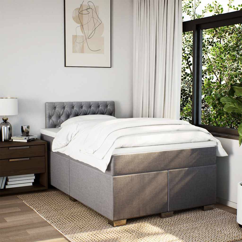 vidaXL Boxspringbett mit Matratze Taupe 120x190 cm Stoff