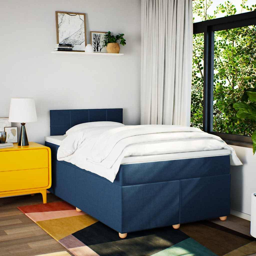 vidaXL Boxspringbett mit Matratze Blau 120x190 cm Stoff