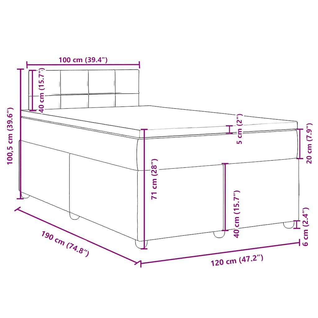 vidaXL Boxspringbett mit Matratze Blau 120x190 cm Stoff