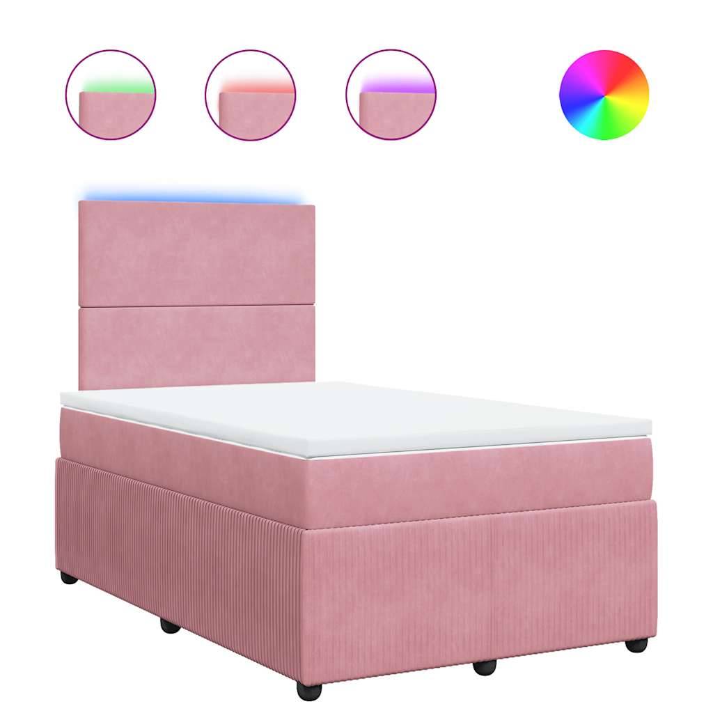 vidaXL Boxspringbett mit Matratze Rosa 120x190 cm Samt