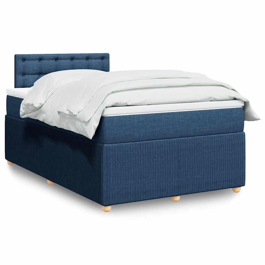 vidaXL Boxspringbett mit Matratze Blau 120x190 cm Stoff