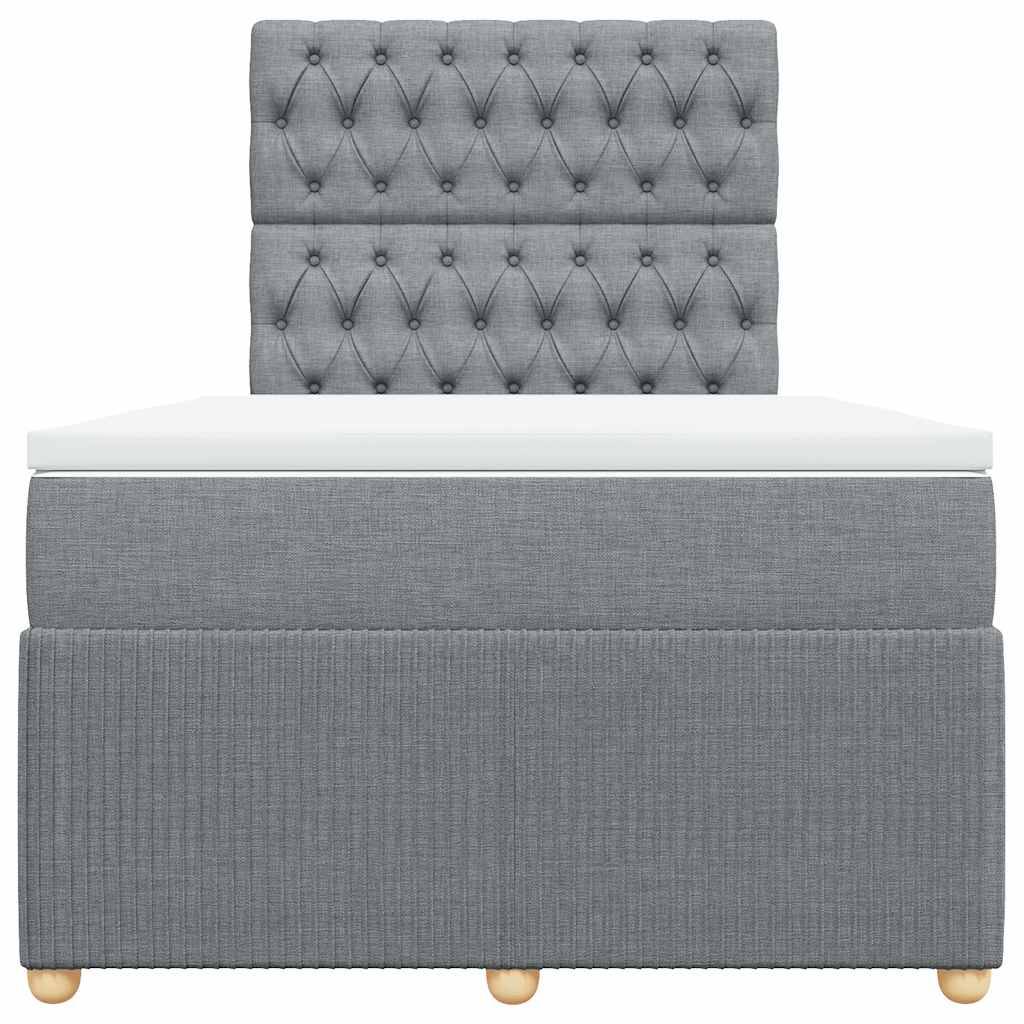 vidaXL Boxspringbett mit Matratze Hellgrau 120x190 cm Stoff
