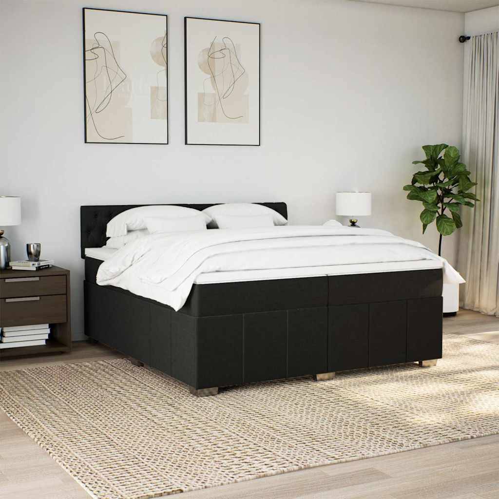 vidaXL Boxspringbett mit Matratze Schwarz 200x200 cm Stoff