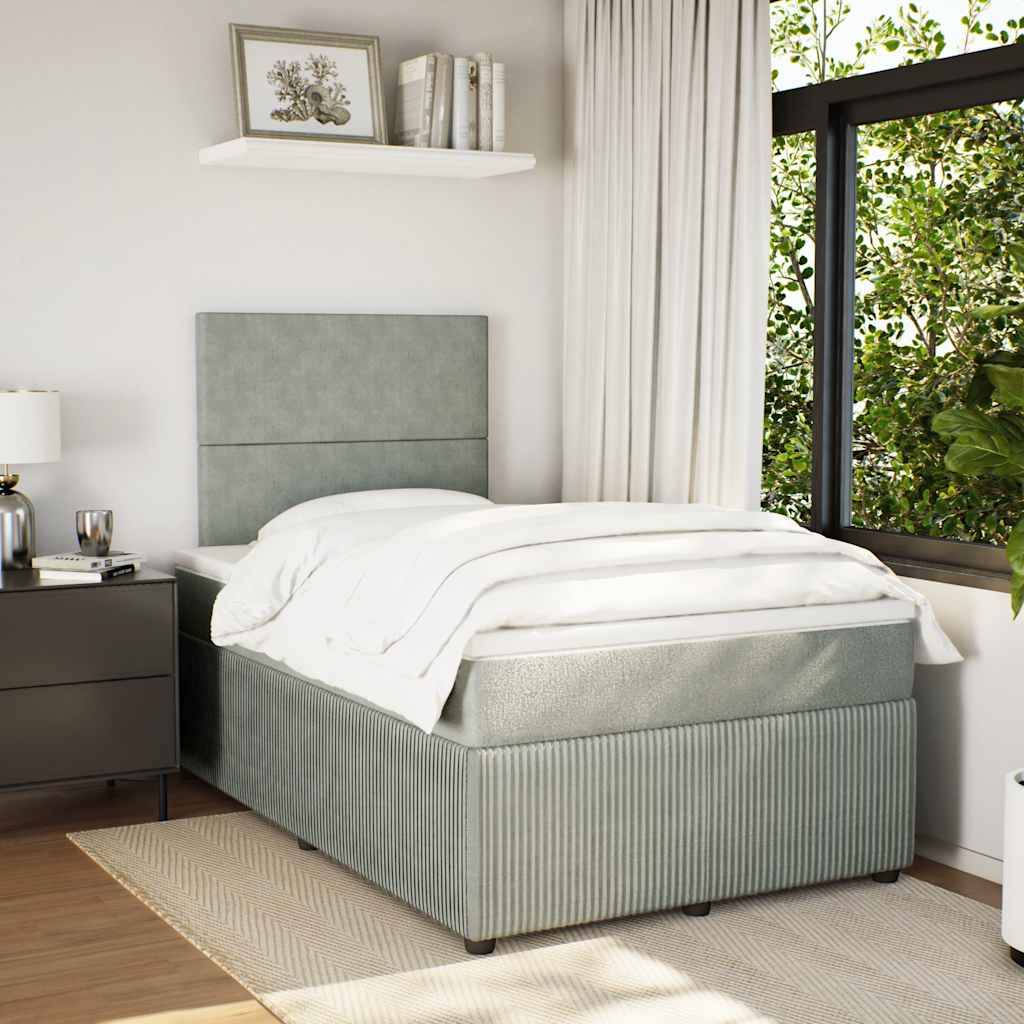 vidaXL Boxspringbett mit Matratze Hellgrau 120x190 cm Samt