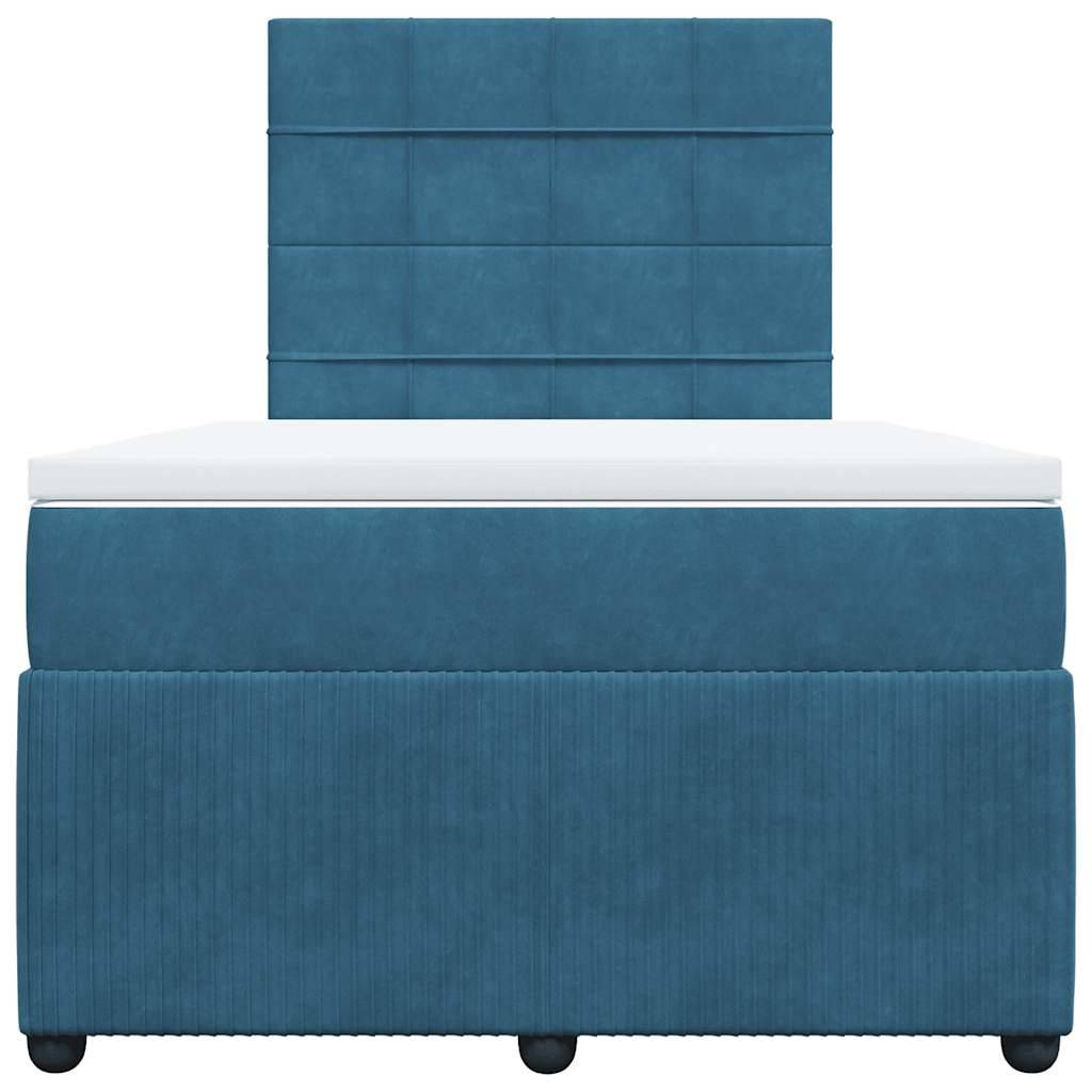 vidaXL Boxspringbett mit Matratze Dunkelblau 120x190 cm Samt