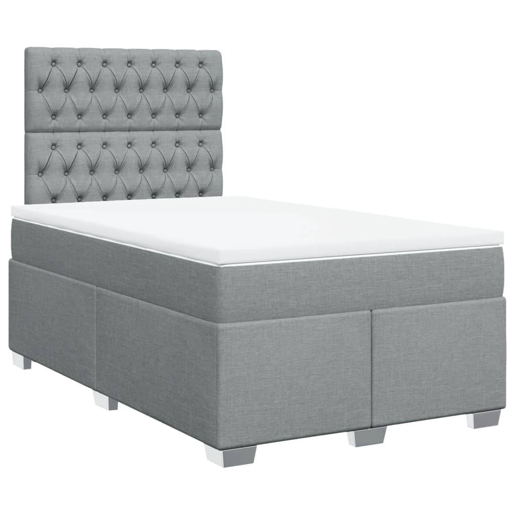 vidaXL Boxspringbett mit Matratze Hellgrau 120x190 cm Stoff