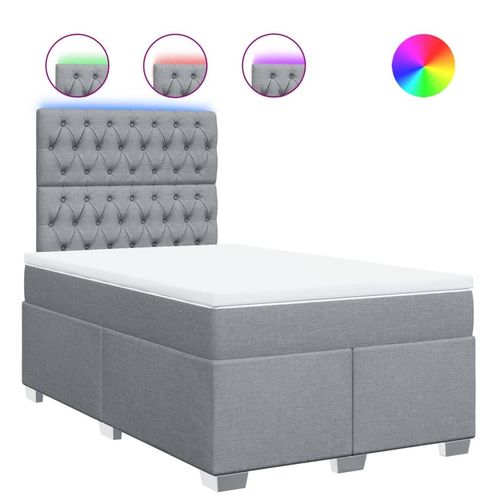 vidaXL Boxspringbett mit Matratze Hellgrau 120x190 cm Stoff