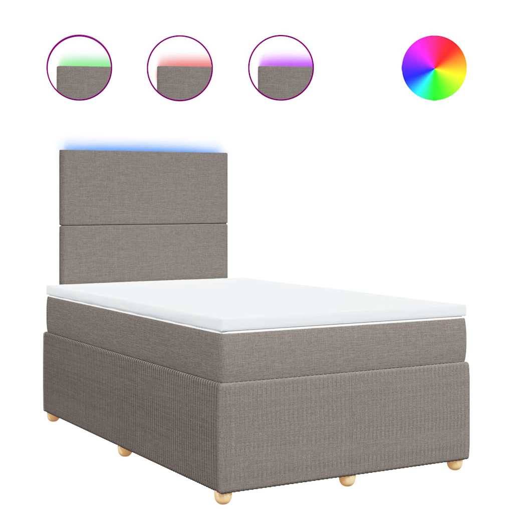 vidaXL Boxspringbett mit Matratze Taupe 120x190 cm Stoff