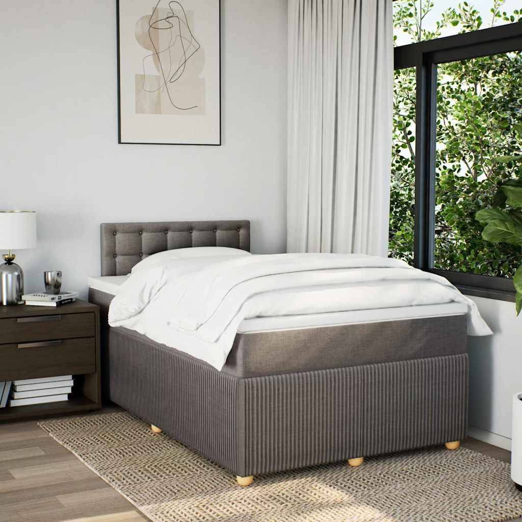 vidaXL Boxspringbett mit Matratze Taupe 120x190 cm Stoff