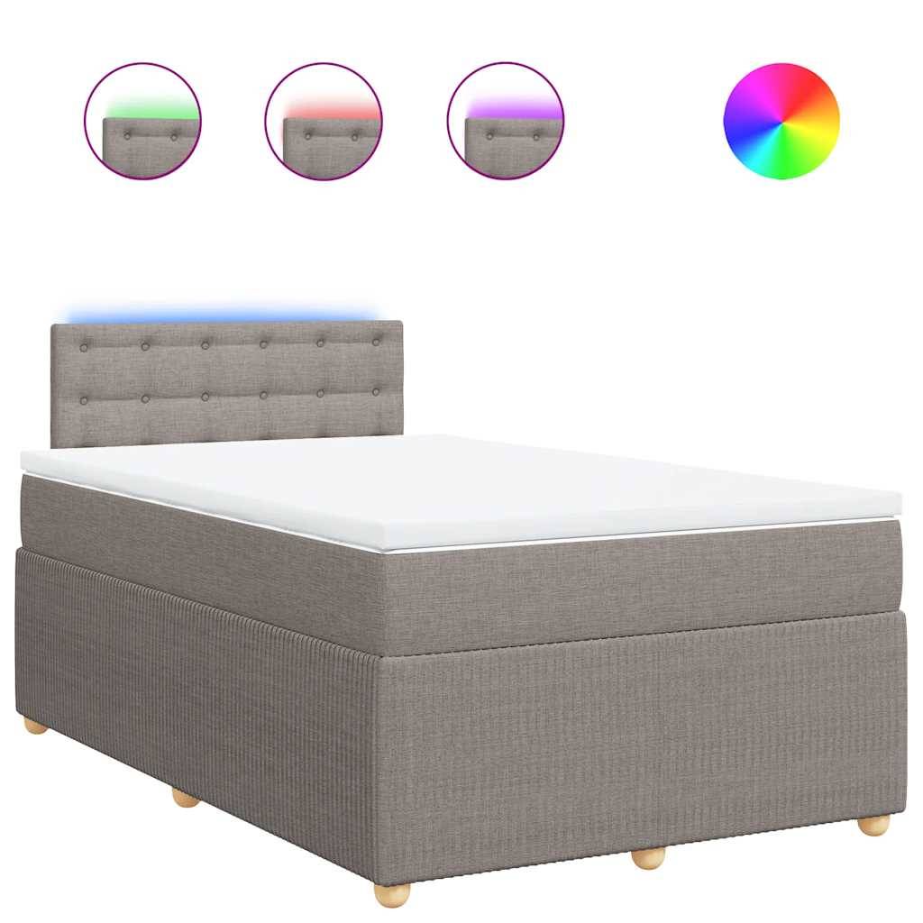 vidaXL Boxspringbett mit Matratze Taupe 120x190 cm Stoff