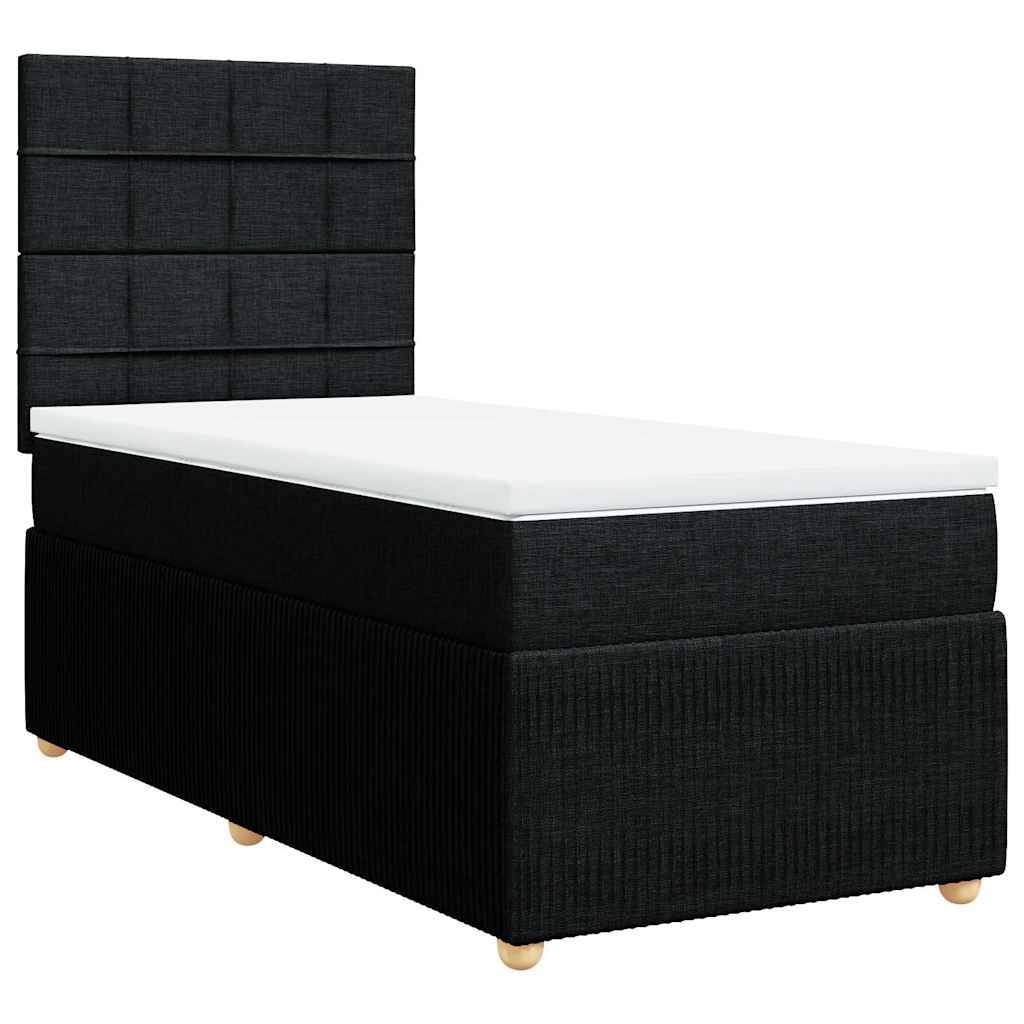 vidaXL Boxspringbett mit Matratze Schwarz 100x200 cm Stoff