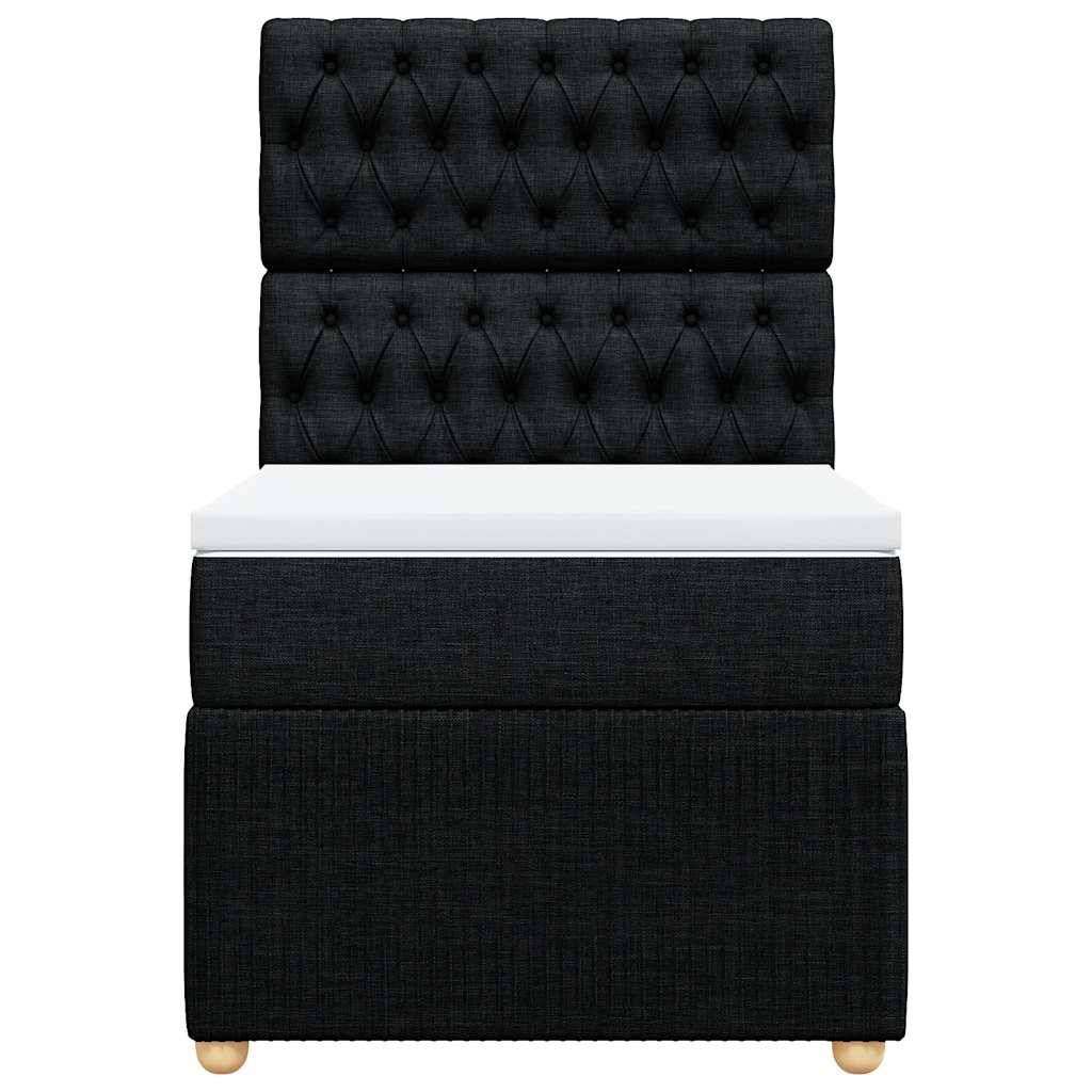 vidaXL Boxspringbett mit Matratze Schwarz 80x200 cm Stoff