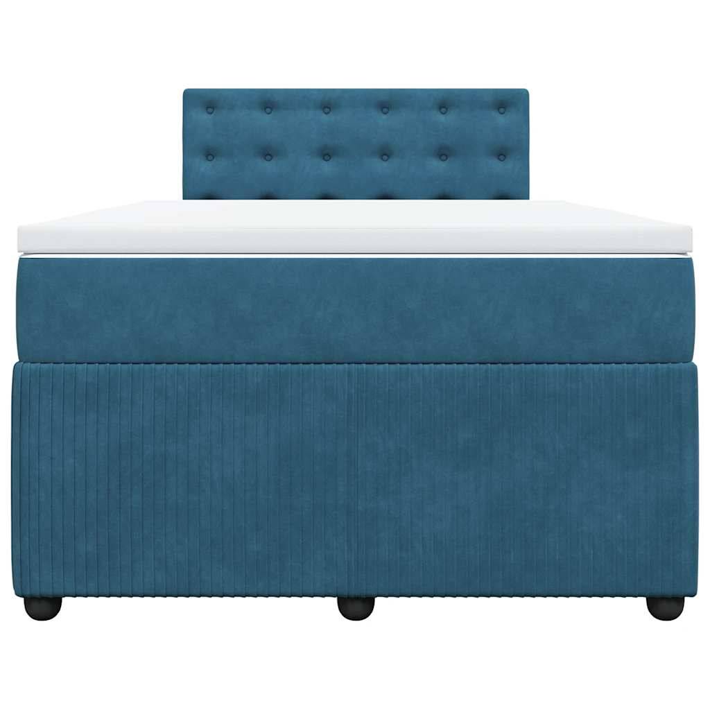 vidaXL Boxspringbett mit Matratze Blau 120x200 cm Samt
