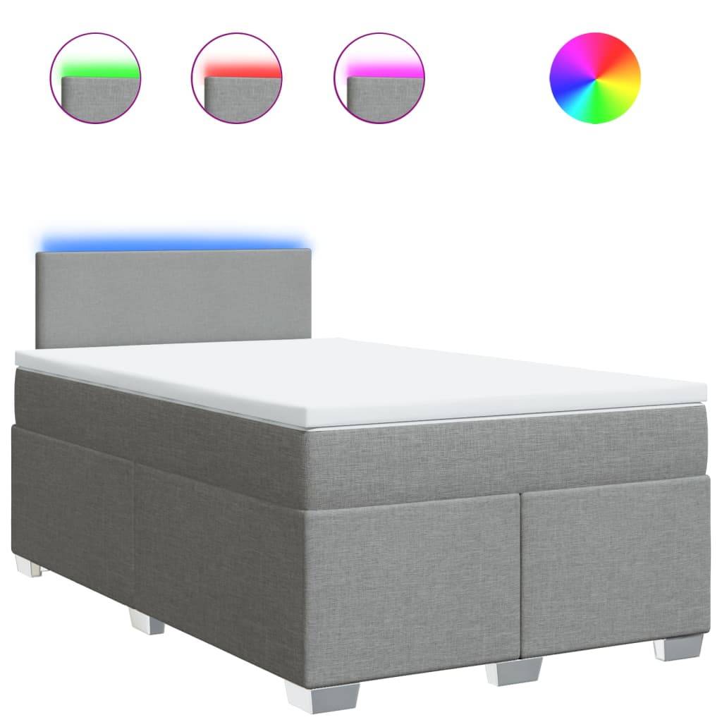 vidaXL Boxspringbett mit Matratze Hellgrau 120x190 cm Stoff