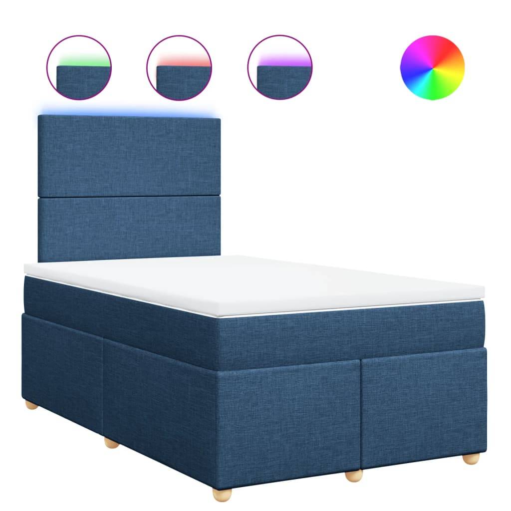 vidaXL Boxspringbett mit Matratze Blau 120x190 cm Stoff