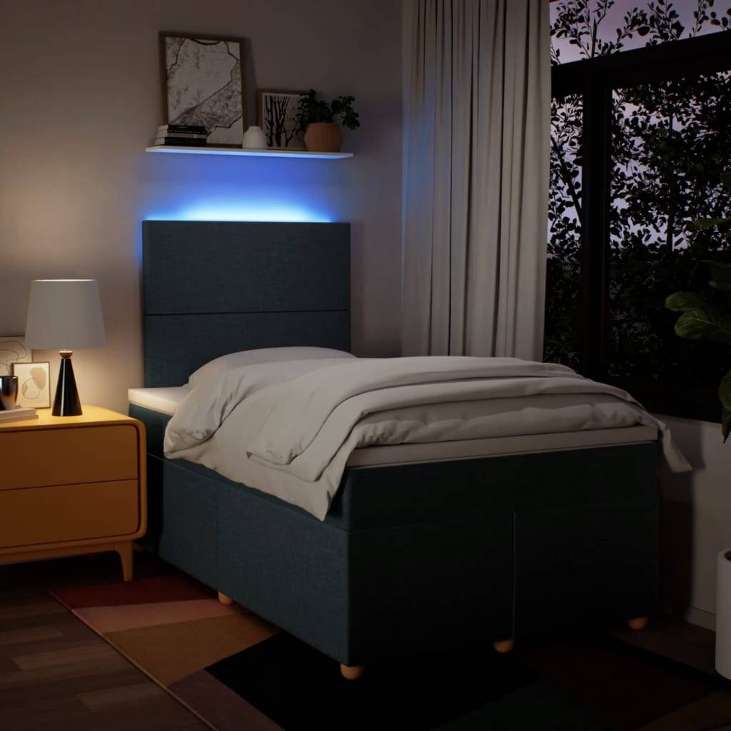 vidaXL Boxspringbett mit Matratze Blau 120x190 cm Stoff