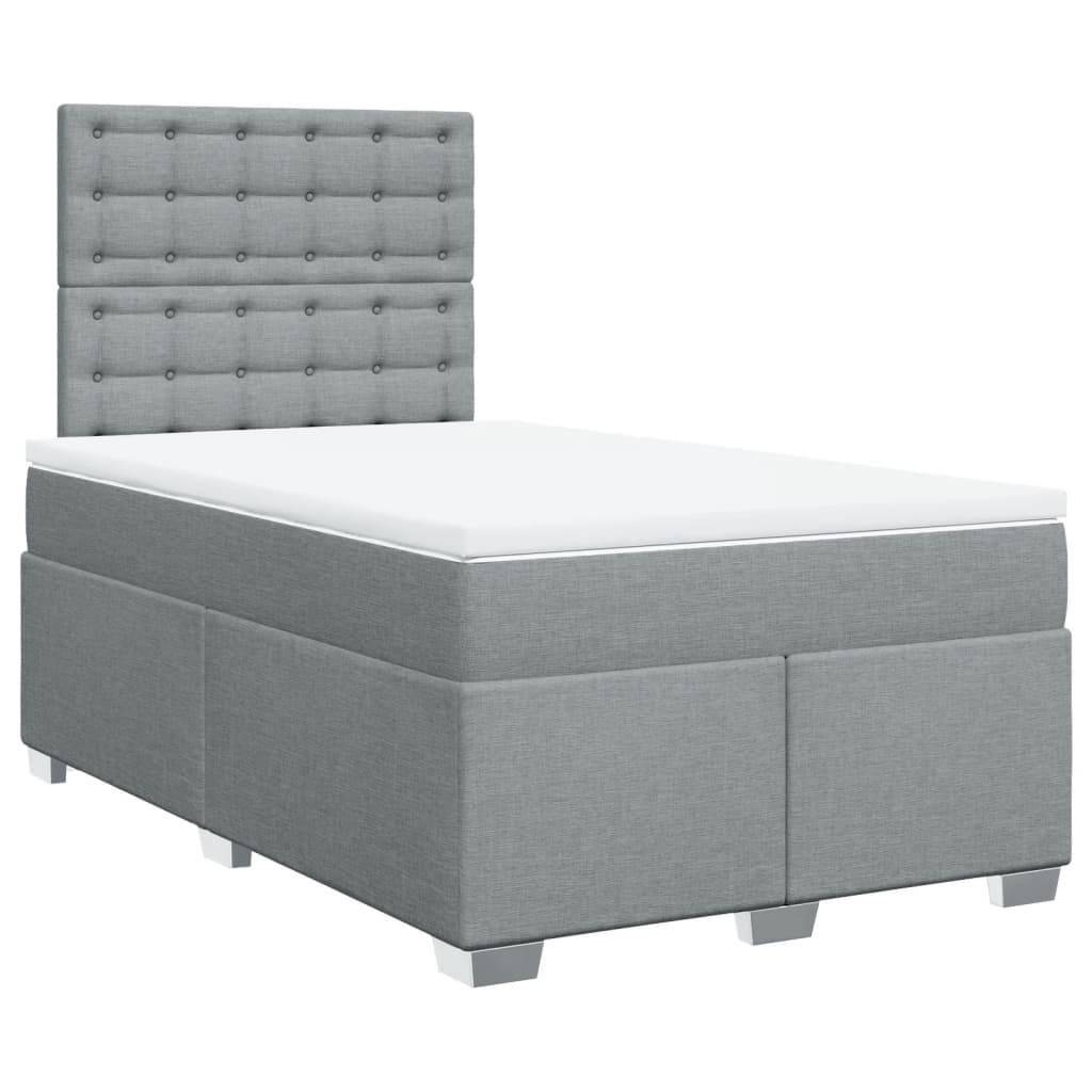 vidaXL Boxspringbett mit Matratze Hellgrau 120x190 cm Stoff