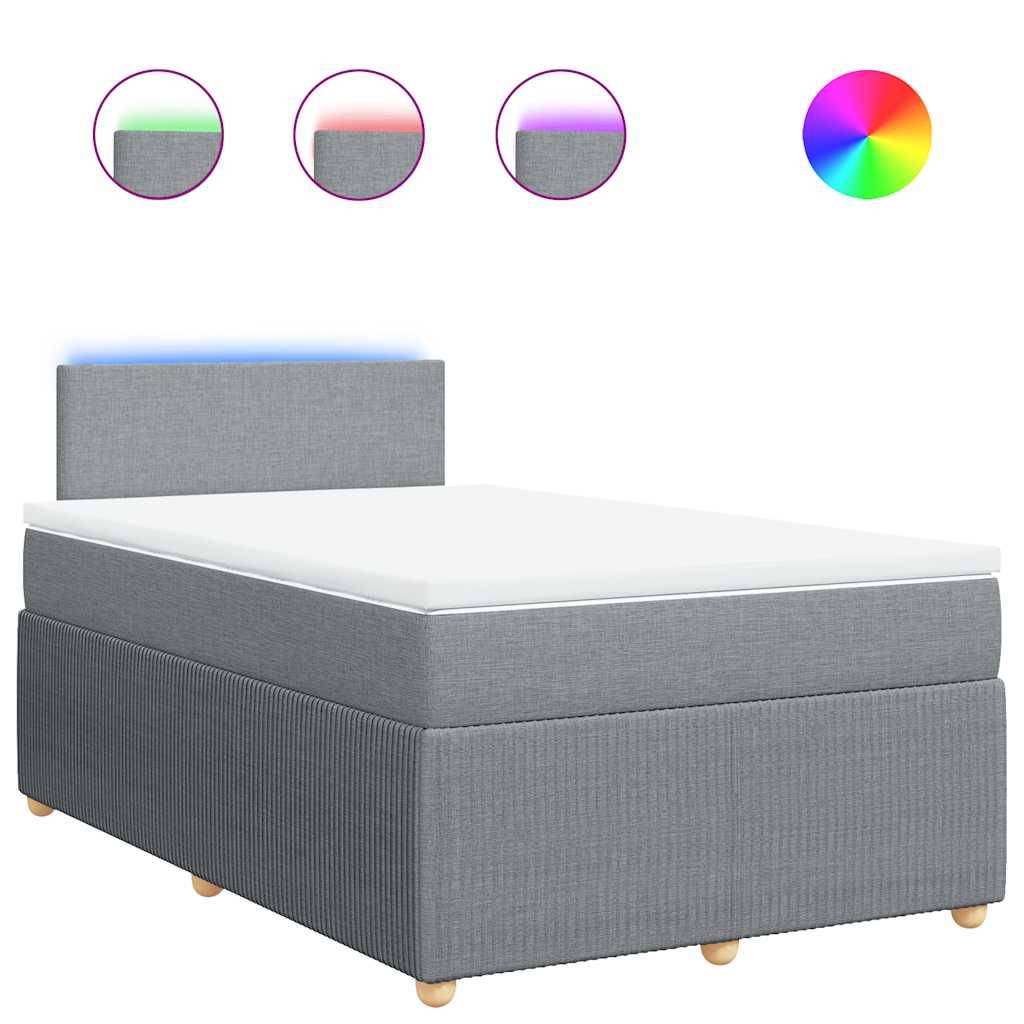 vidaXL Boxspringbett mit Matratze Hellgrau 120x200 cm Stoff
