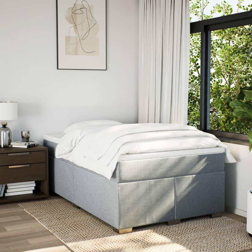 vidaXL Boxspringbett mit Matratze Hellgrau 120x190 cm Stoff