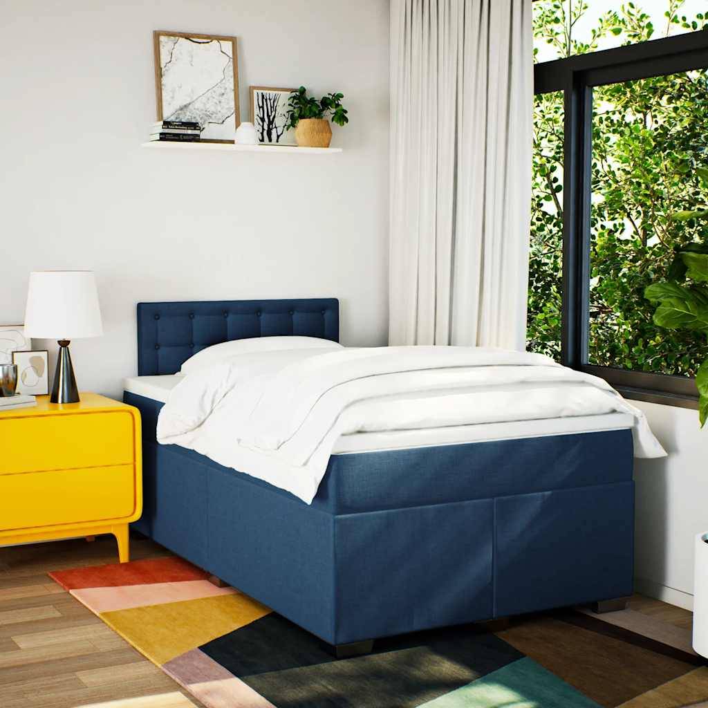 vidaXL Boxspringbett mit Matratze Blau 120x190 cm Stoff