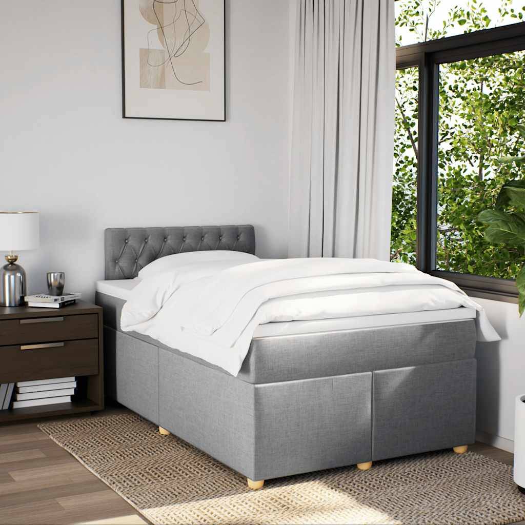 vidaXL Boxspringbett mit Matratze Hellgrau 120x190 cm Stoff