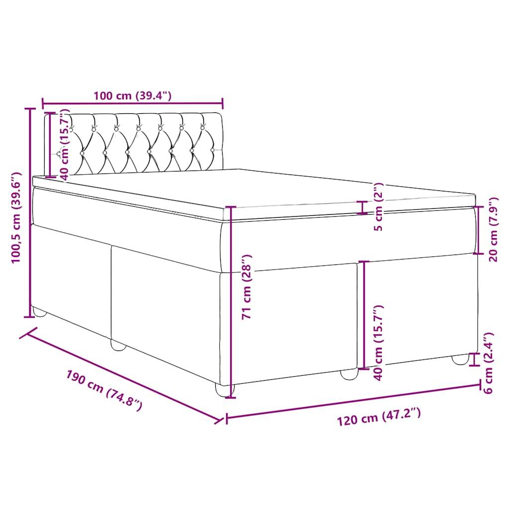 vidaXL Boxspringbett mit Matratze Hellgrau 120x190 cm Stoff