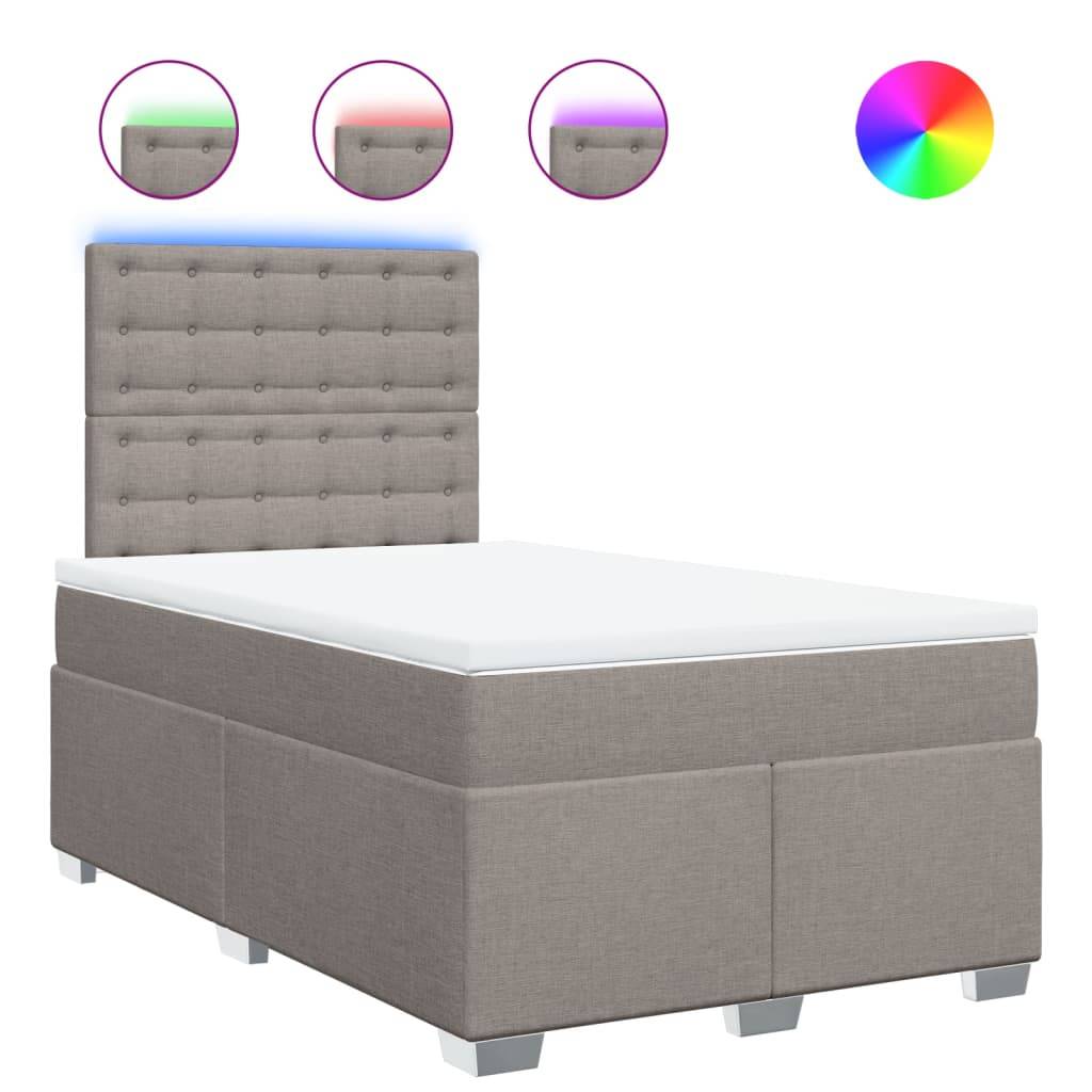 vidaXL Boxspringbett mit Matratze Taupe 120x190 cm Stoff