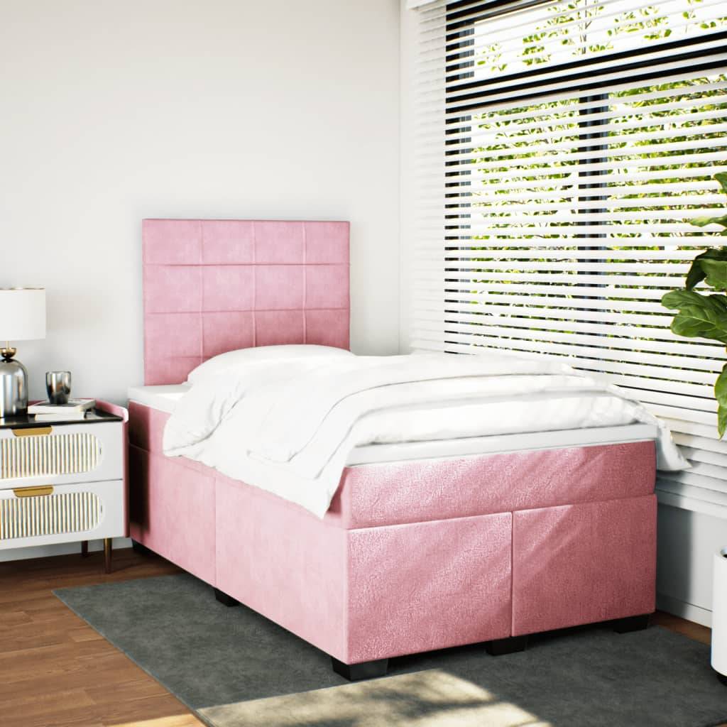 vidaXL Boxspringbett mit Matratze Rosa 120x190 cm Samt