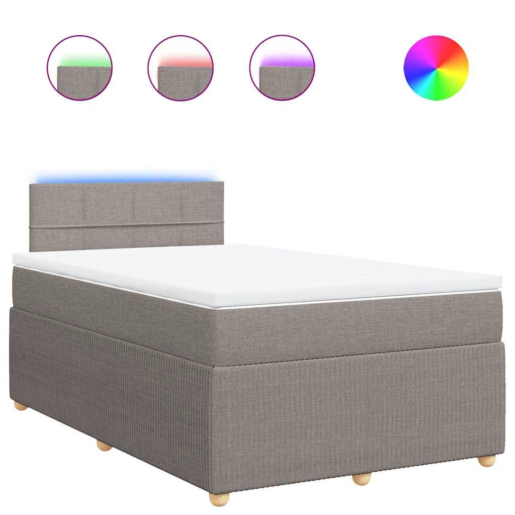 vidaXL Boxspringbett mit Matratze Taupe 120x190 cm Stoff
