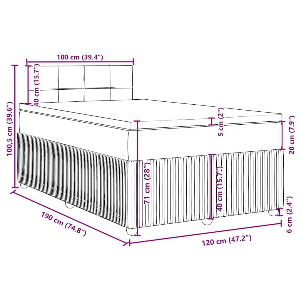 vidaXL Boxspringbett mit Matratze Schwarz 120x190 cm Samt