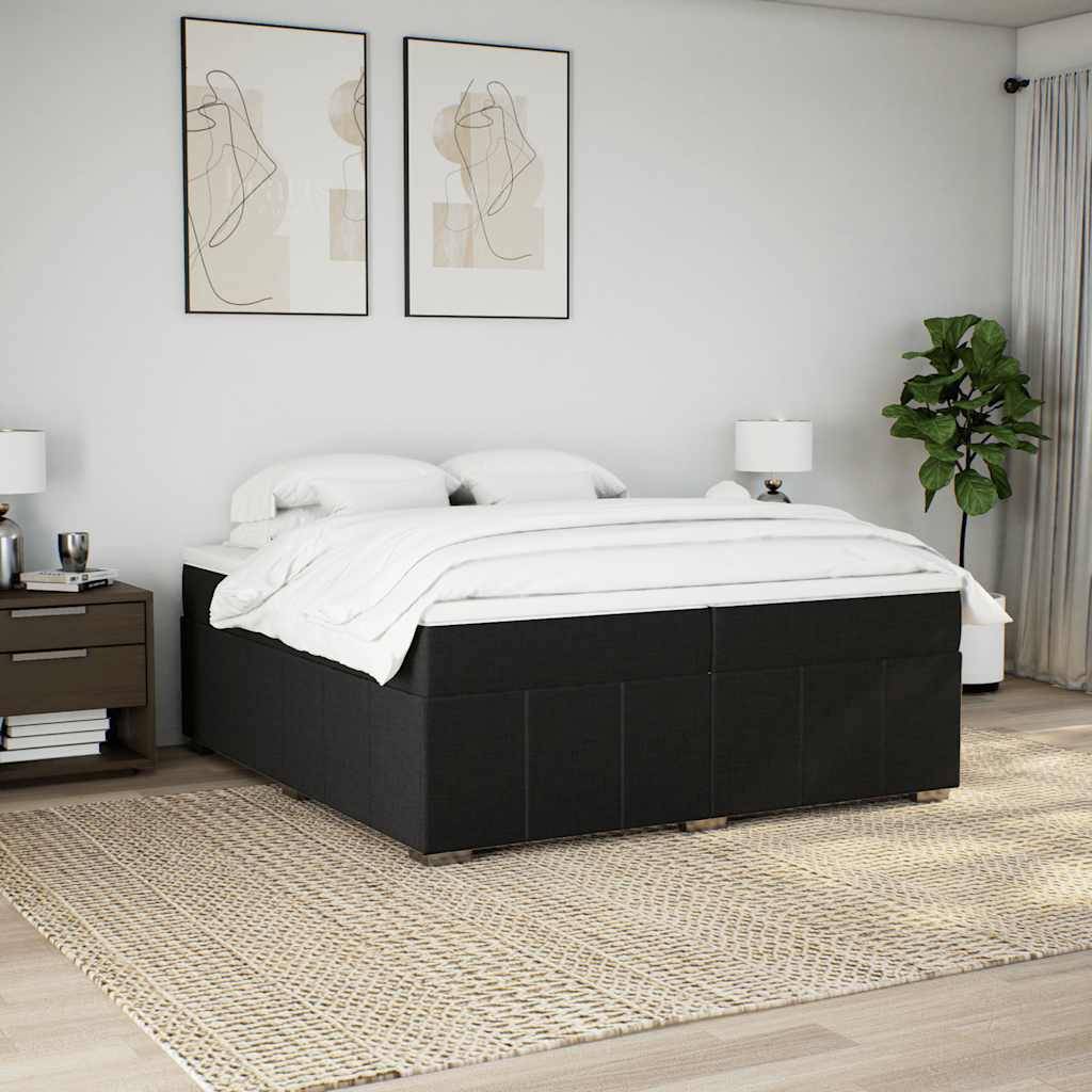 vidaXL Boxspringbett mit Matratze Schwarz 200x200 cm Stoff