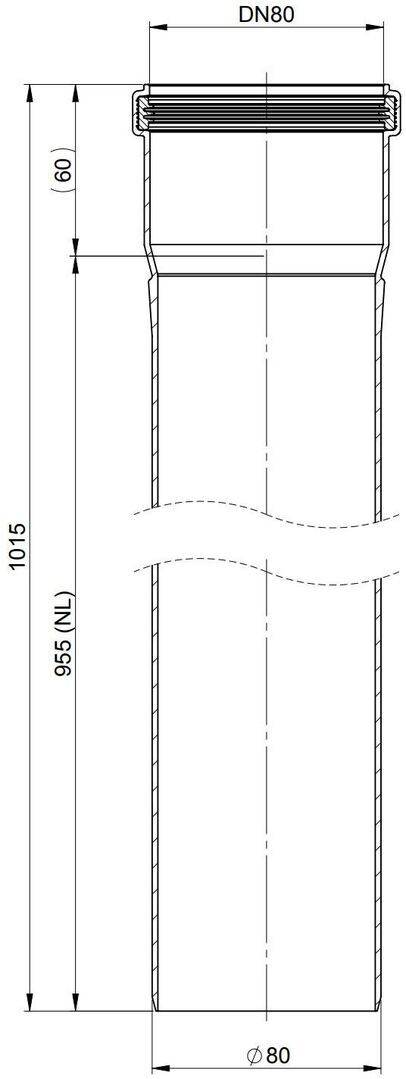 Atec Rohr PolyTop kürzbar DN80 955 mm