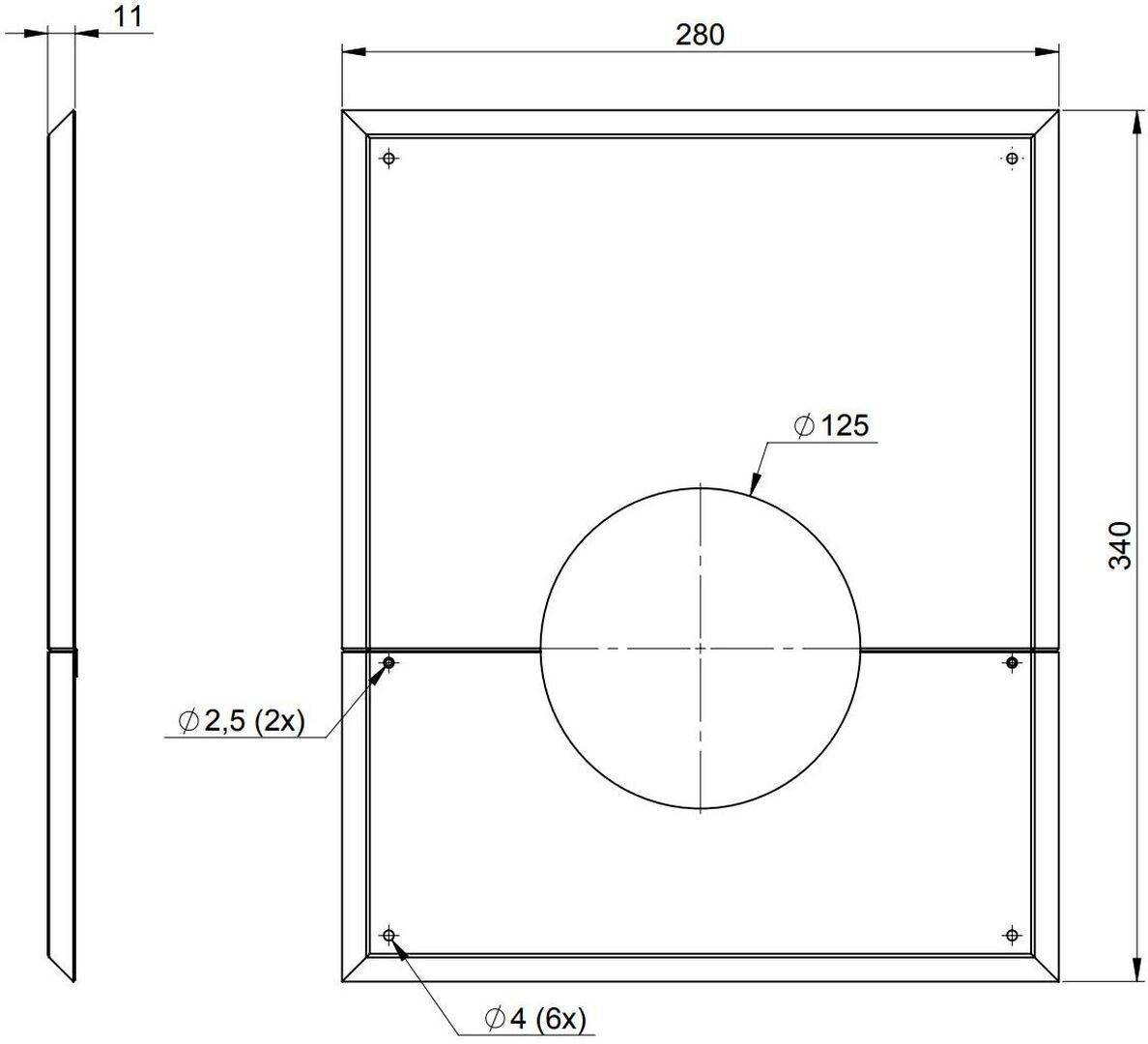 Atec Wandblende PolyTop geschlossen DN80/125