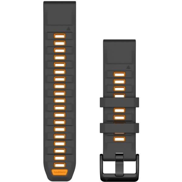 Garmin QuickFit-Armband 22 mm Silikon Graphit/Spark Orange Mit diesen verstellbaren Schnellwechsel-Armbändern für deine kompatible Garmin-Uhr kannst