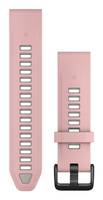 Rosa verstellbarer Uhrenarmband mit mehreren Größenlöchern und schwarzer Schnallenverschluss, gezeigt in Vorder- und Rückansicht.