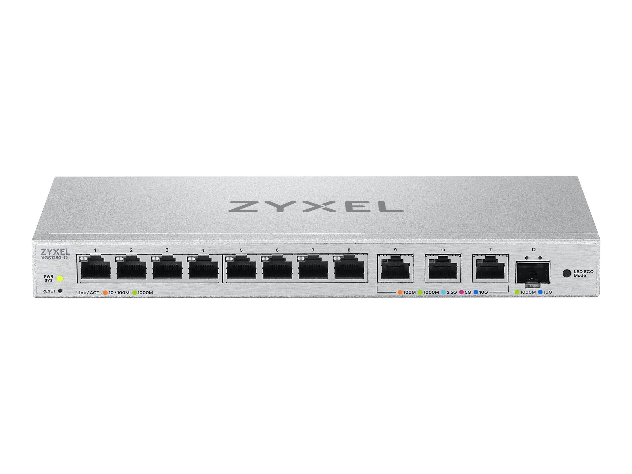 Zyxel XGS1250-12 - Switch - managed - 8 x 10/100/1000 + 3 x 1/2.5/5/10GBase-T + 1 x 1 Gigabit / 10 Gigabit SFP+