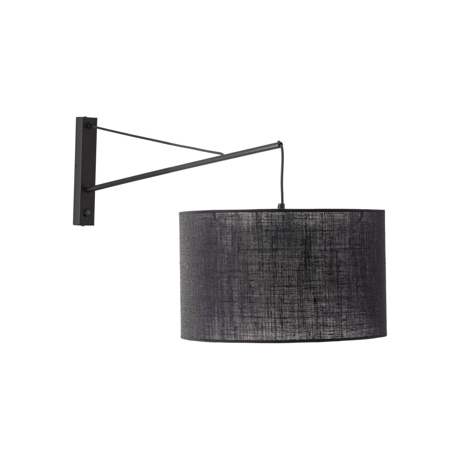 Licht-Erlebnisse LE111418 Wandlampe Robert E27 aus Metall Stoff in Schwarz Wandleuchte