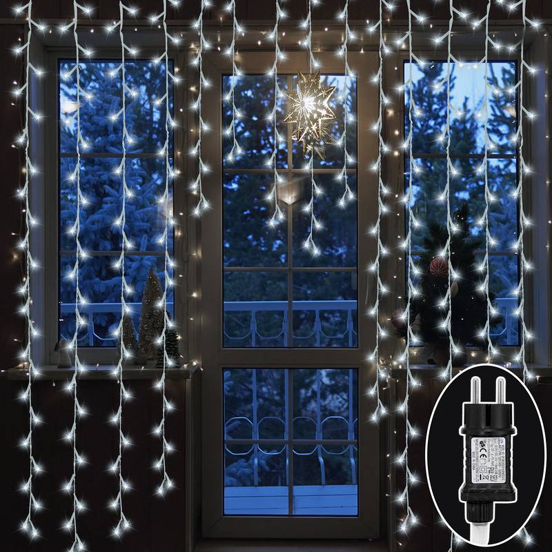 30M 300 LED Lichterkette Kaltweiß 8 Lichtmodi Party Garten Innen Außen Deko Weihnachtsbeleuchtung