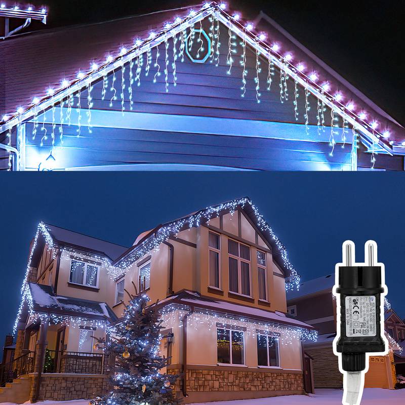15M 400LEDs LED-Lichterkette Eisregen LED-Lichtervorhang für Außen Innen Lichterkettenvorhang mit 8 Modi IP44 Wasserfest Weihnachtsdeko aussen Party