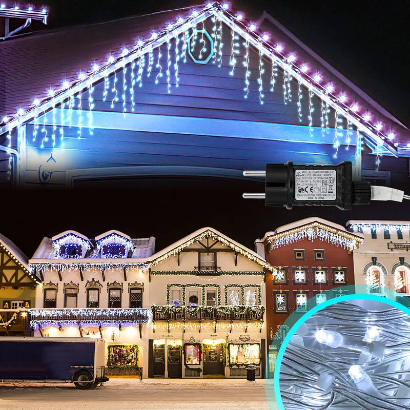 20M 600LEDs LED-Lichterkette Eisregen LED-Lichtervorhang für Außen Innen Lichterkettenvorhang mit 8 Modi IP44 Wasserfest Weihnachtsdeko aussen Party
