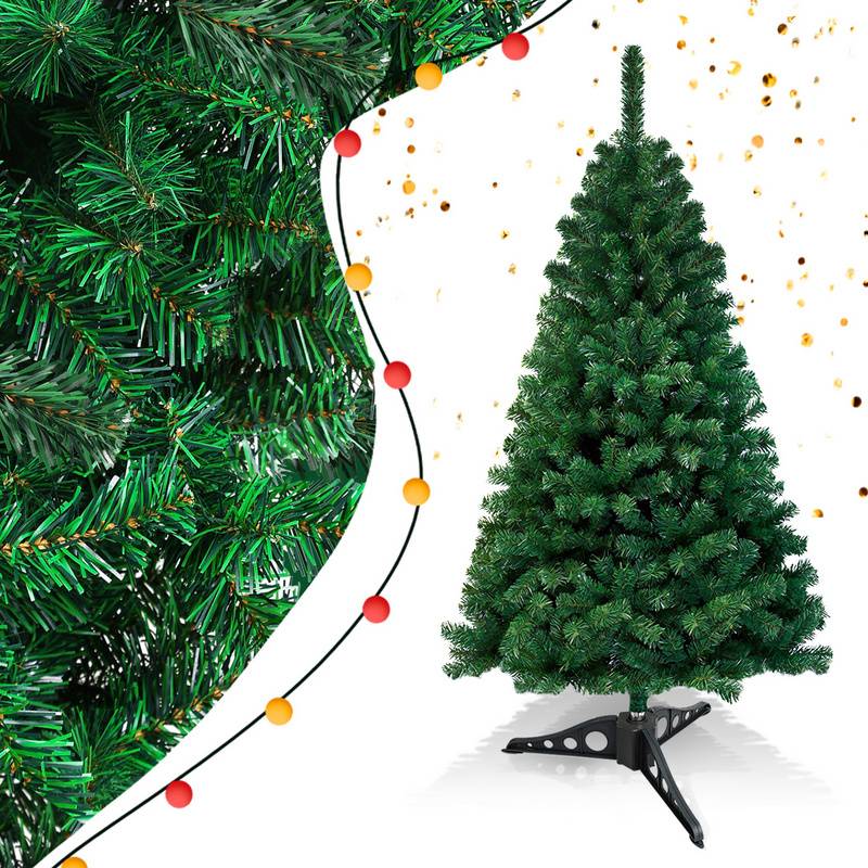 120cm Künstlicher Weihnachtsbaum, Tannenbaum mit Metallständer, Christbaum 220 Spitzen PVC Nadeln, Kunstbaum Weihnachten Klappsystem grün