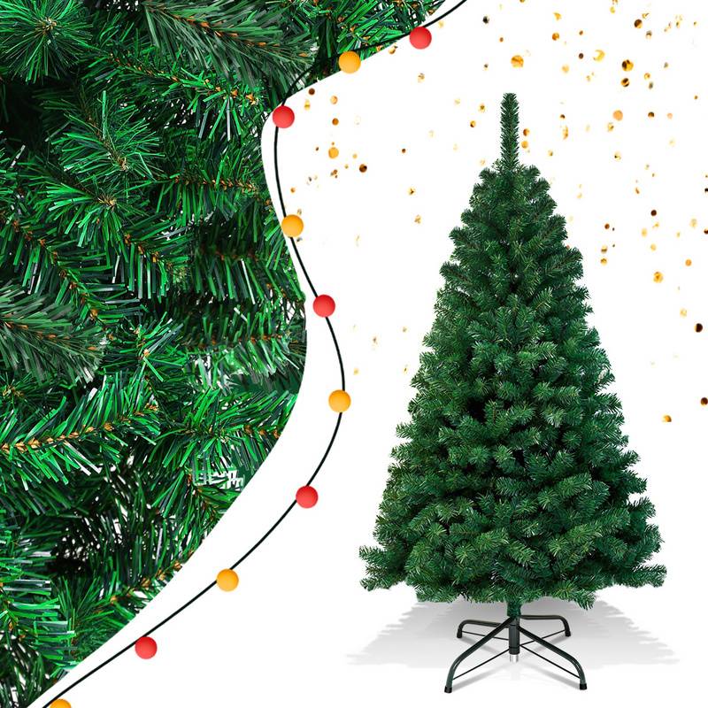 150cm Künstlicher Weihnachtsbaum, Tannenbaum mit Metallständer, Christbaum 488 Spitzen PVC Nadeln, Kunstbaum Weihnachten Klappsystem grün