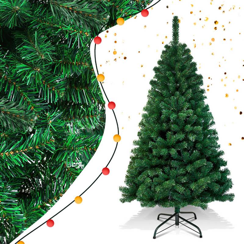 180cm Künstlicher Weihnachtsbaum, Tannenbaum mit Metallständer, Christbaum 770 Spitzen PVC Nadeln, Kunstbaum Weihnachten Klappsystem grün