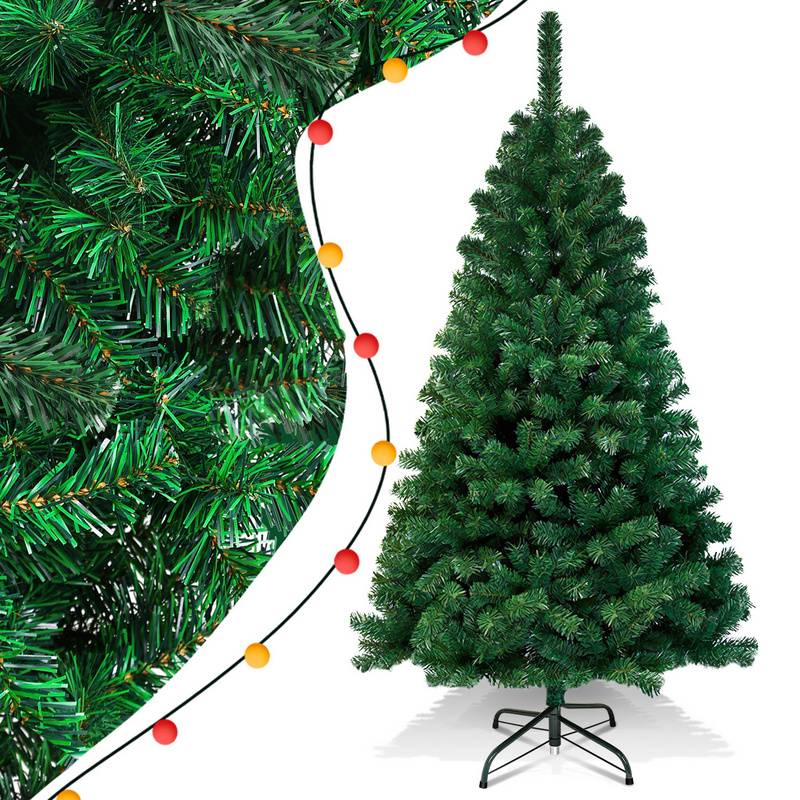 210cm Künstlicher Weihnachtsbaum, Tannenbaum mit Metallständer, Christbaum 900 Spitzen PVC Nadeln, Kunstbaum Weihnachten Klappsystem grün