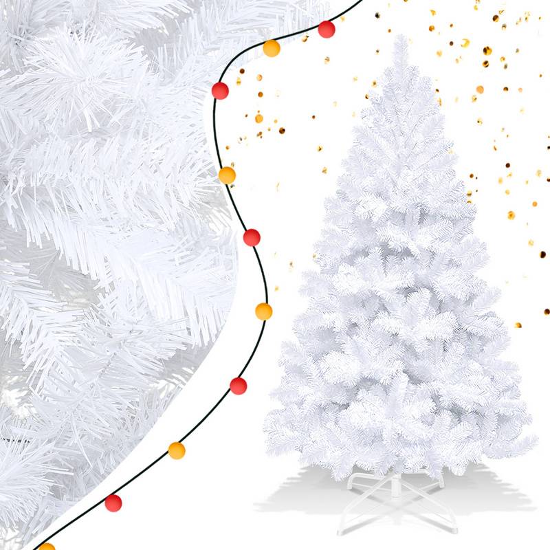 180cm Künstlicher Weihnachtsbaum, Tannenbaum mit Metallständer, Christbaum 770 Spitzen PVC Nadeln, Kunstbaum Weihnachten Klappsystem Weiß