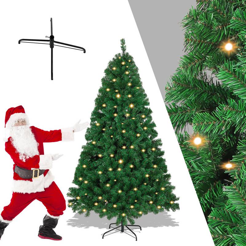 LED 120CM Künstlicher Weihnachtsbaum Tannenbaum Grün PVC Nadeln Dekobaum für Weihnachten-Dekoration mit Lichterkette, mit 340 Spitzen
